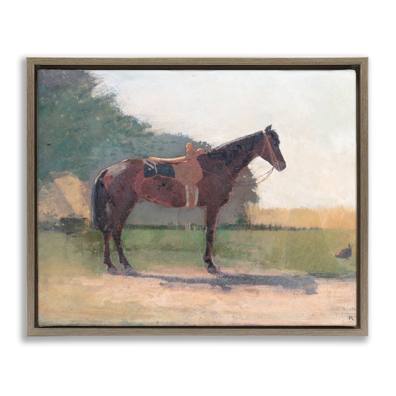 Stupell Industries Saddled Horse in Farm Yard Floating Frame, design by Stellar Design Studio